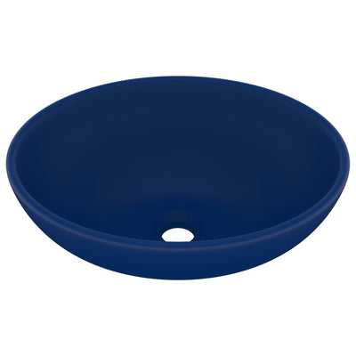 Vidaxl wastafel ovaal 40x33 cm keramiek mat donkerblauw