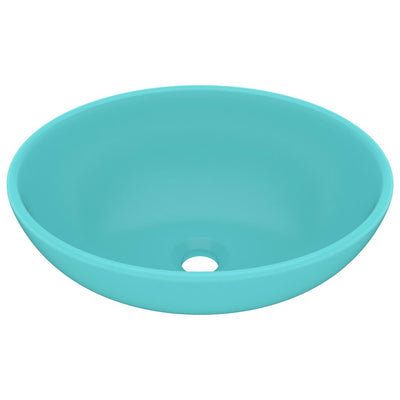 Vidaxl wastafel ovaal 40x33 cm keramiek mat lichtgroen