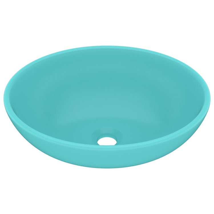 Vidaxl wastafel ovaal 40x33 cm keramiek mat lichtgroen
