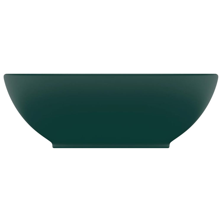Vidaxl wastafel ovaal 40x33 cm keramiek mat donkergroen