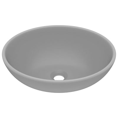 Vidaxl wastafel ovaal 40x33 cm keramiek mat lichtgrijs