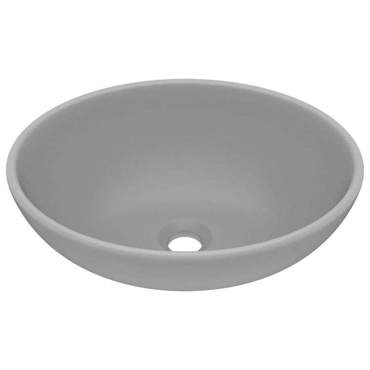 Vidaxl wastafel ovaal 40x33 cm keramiek mat lichtgrijs