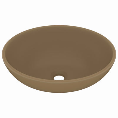 Vidaxl wastafel ovaal 40x33 cm keramiek matcrème