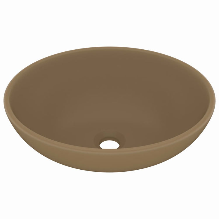Vidaxl wastafel ovaal 40x33 cm keramiek matcrème