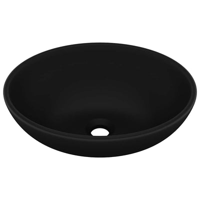 Vidaxl wastafel ovaal 40x33 cm keramiek matzwart