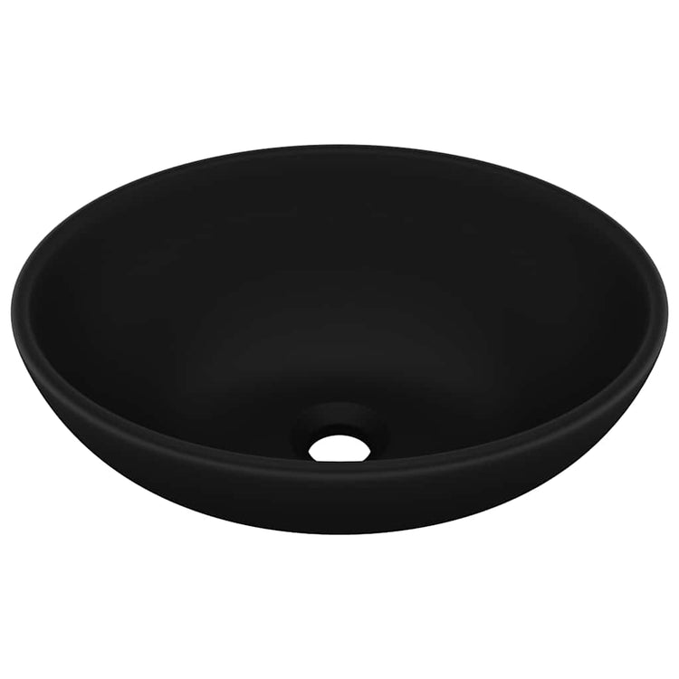 Vidaxl wastafel ovaal 40x33 cm keramiek matzwart