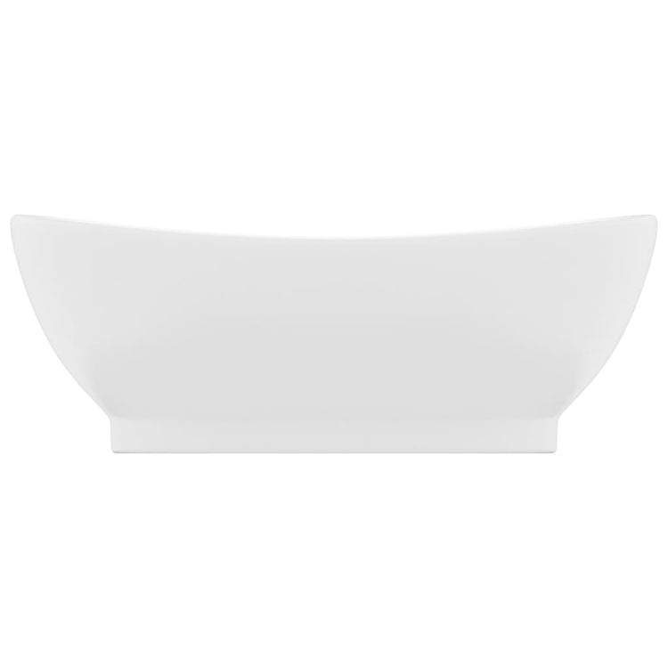 Vidaxl wastafel met overloop ovaal 58,5x39 cm keramiek matwit