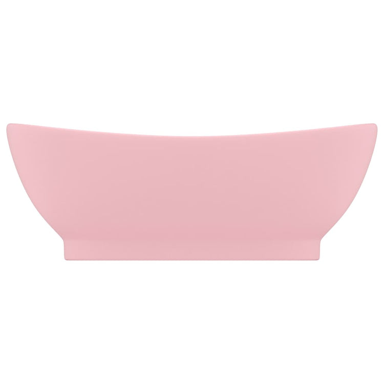 Vidaxl wastafel met overloop ovaal 58,5x39 cm keramiek matroze