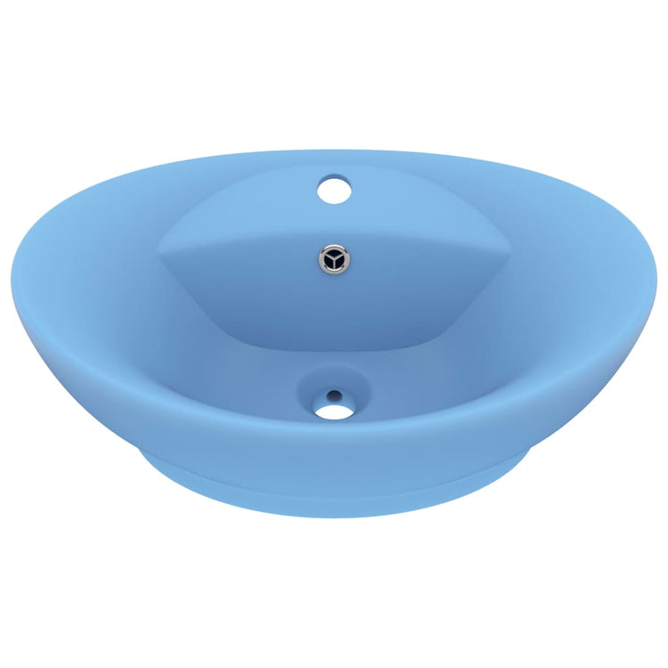 Vidaxl wastafel met overloop ovaal 58,5x39 cm keramiek mat lichtblauw