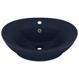 Vidaxl wastafel met overloop ovaal 58,5x39 cm keramiek mat donkerblauw - afbeelding 2