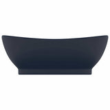 Vidaxl wastafel met overloop ovaal 58,5x39 cm keramiek mat donkerblauw - afbeelding 3