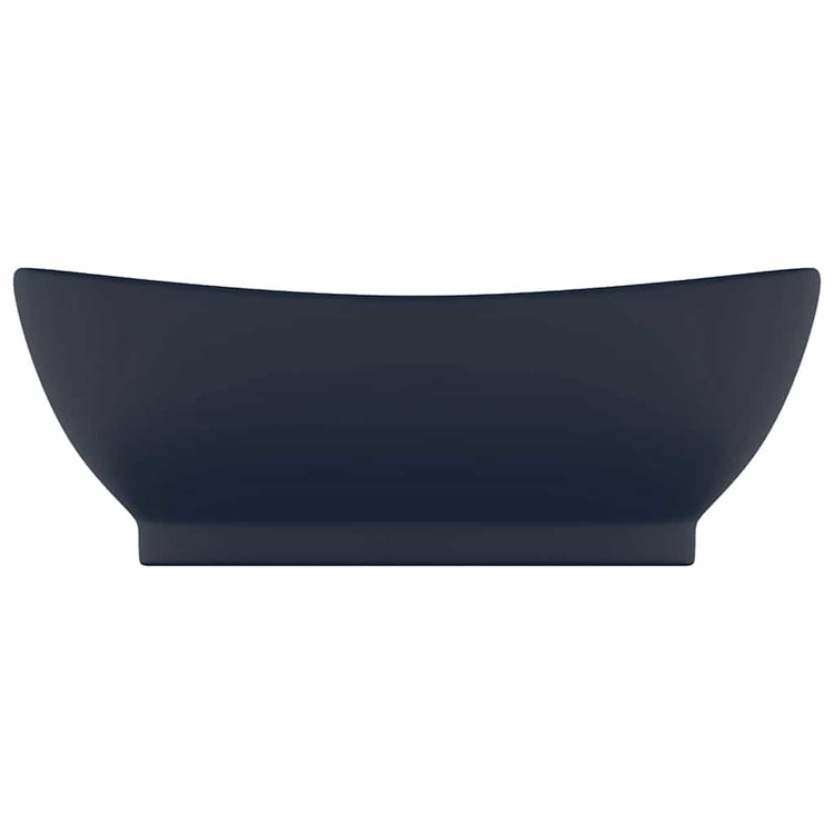 Vidaxl wastafel met overloop ovaal 58,5x39 cm keramiek mat donkerblauw