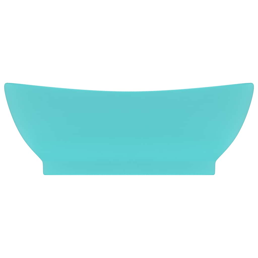 Vidaxl wastafel met overloop ovaal 58,5x39 cm keramiek mat lichtgroen