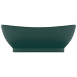 Vidaxl wastafel met overloop ovaal 58,5x39 cm keramiek mat donkergroen - afbeelding 3
