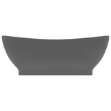 Vidaxl wastafel met overloop ovaal 58,5x39 cm keramiek mat donkergrijs - afbeelding 3