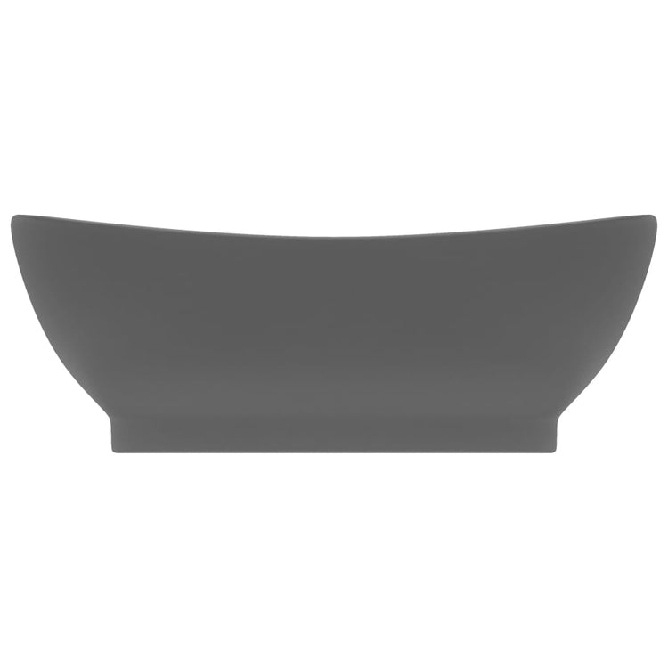 Vidaxl wastafel met overloop ovaal 58,5x39 cm keramiek mat donkergrijs