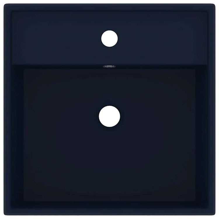 Vidaxl wastafel met overloop vierkant 41x41cm keramiek mat donkerblauw