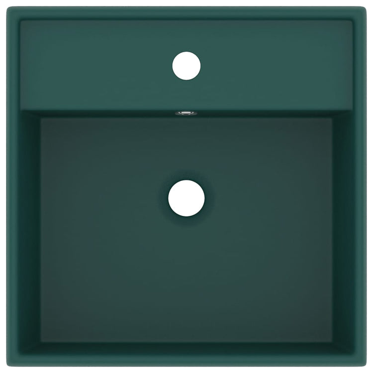 Vidaxl wastafel met overloop vierkant 41x41cm keramiek mat donkergroen