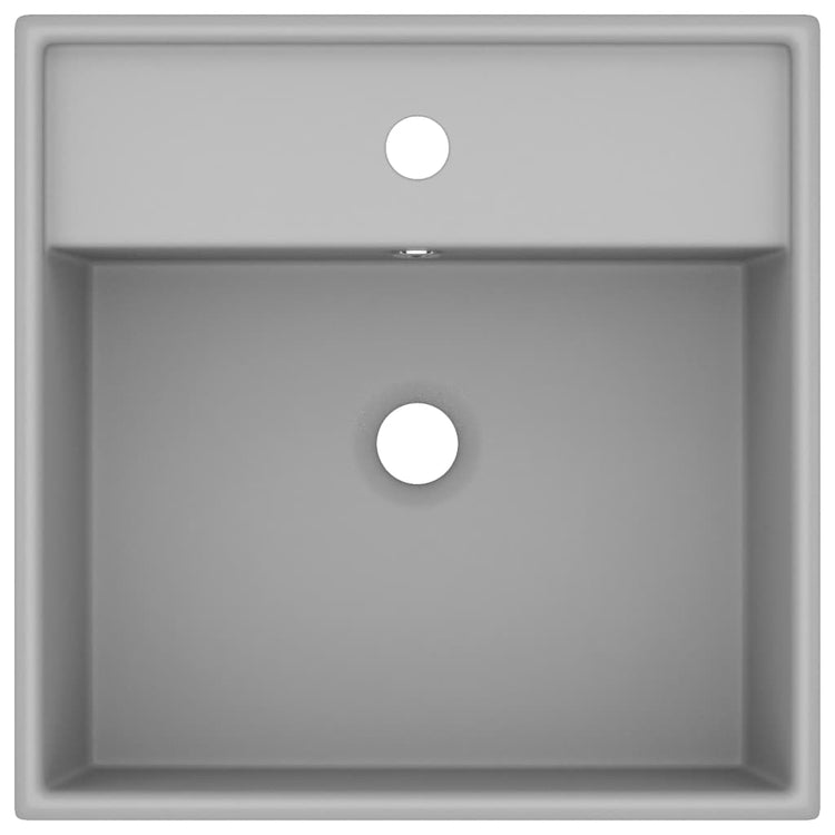 Vidaxl wastafel met overloop vierkant 41x41 cm keramiek mat lichtgrijs