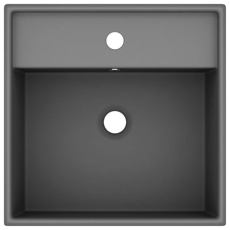 Vidaxl wastafel met overloop vierkant 41x41cm keramiek mat donkergrijs