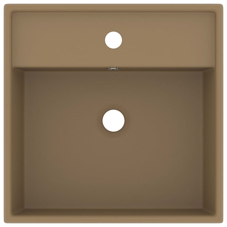 Vidaxl wastafel met overloop vierkant 41x41 cm keramiek matcrème