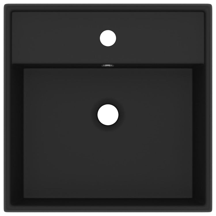 Vidaxl wastafel met overloop vierkant 41x41 cm keramiek matzwart