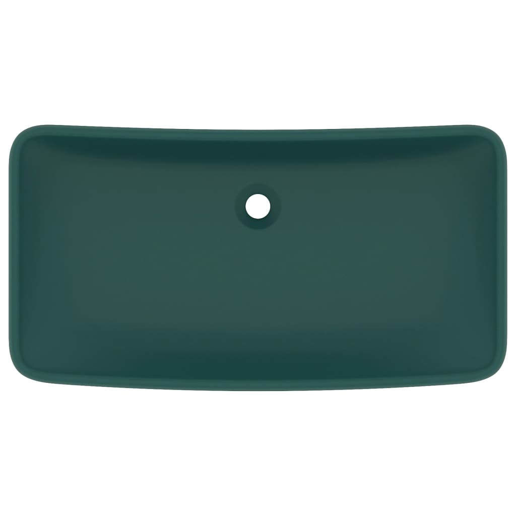 Vidaxl wastafel rechthoekig 71x38 cm keramiek mat donkergroen