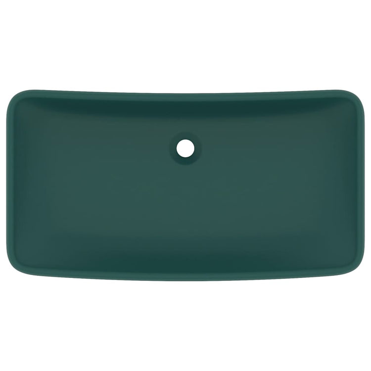 Vidaxl wastafel rechthoekig 71x38 cm keramiek mat donkergroen