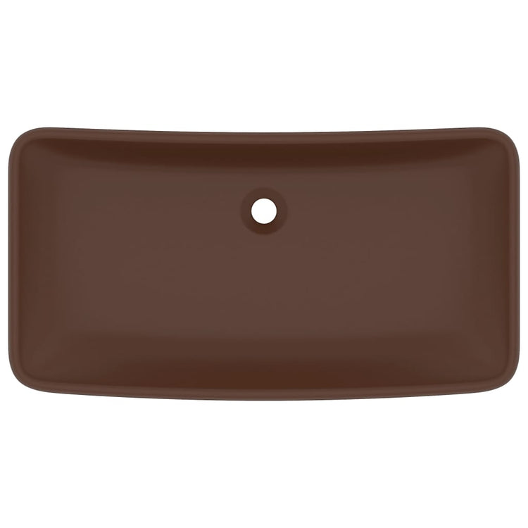 Vidaxl wastafel rechthoekig 71x38 cm keramiek mat donkerbruin