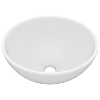 Vidaxl wastafel rond 32,5x14 cm keramiek matwit