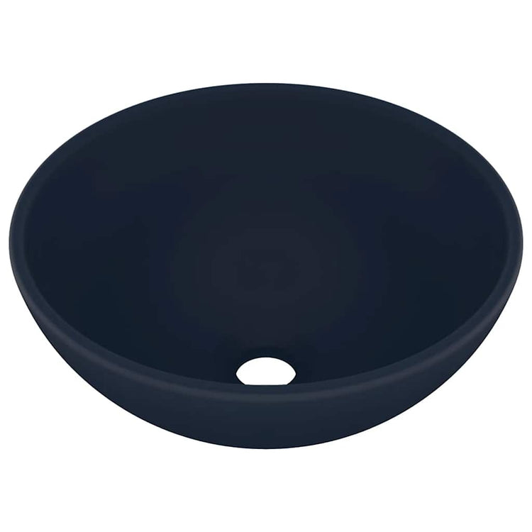Vidaxl wastafel rond 32,5x14 cm keramiek mat donkerblauw