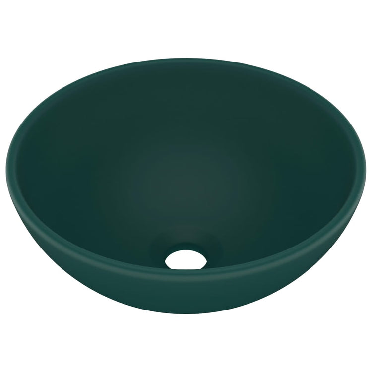 Vidaxl wastafel rond 32,5x14 cm keramiek mat donkergroen