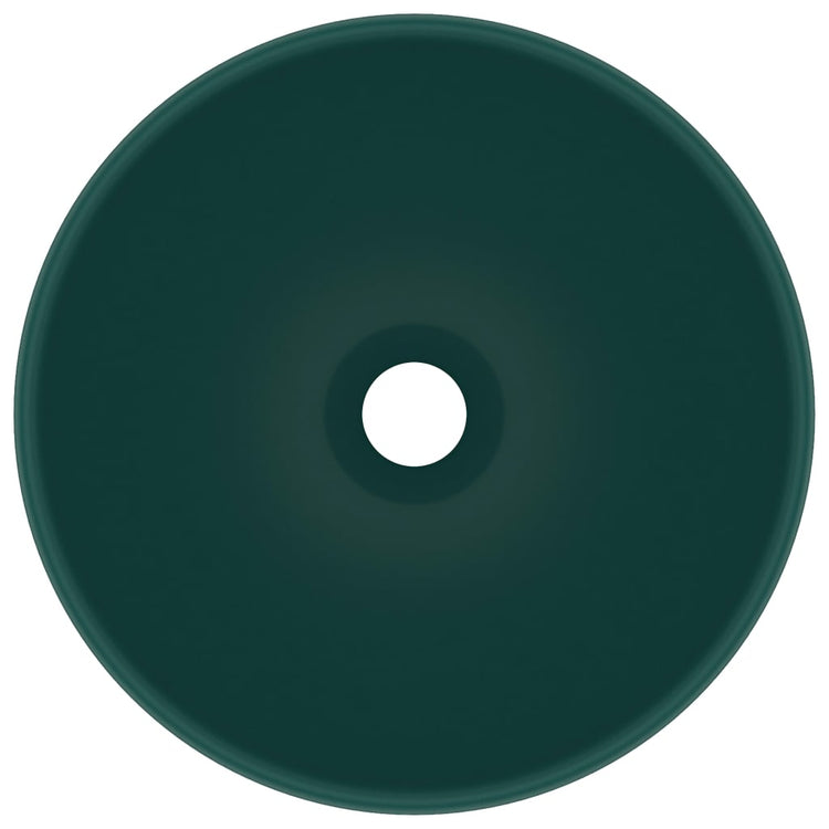 Vidaxl wastafel rond 32,5x14 cm keramiek mat donkergroen