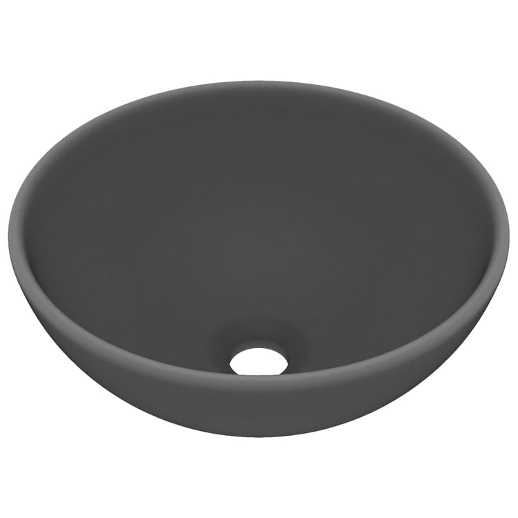 Vidaxl wastafel rond 32,5x14 cm keramiek mat donkergrijs