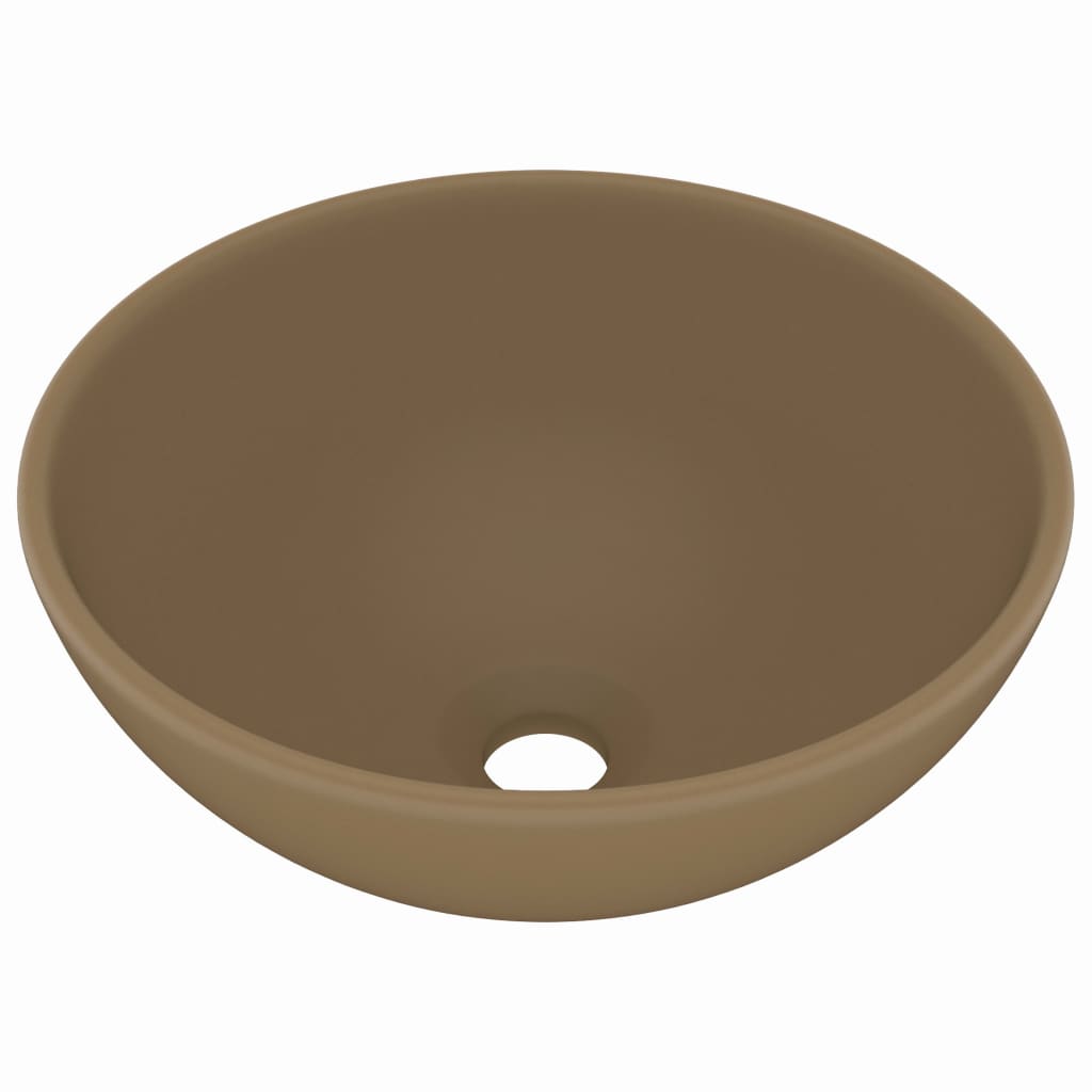 Vidaxl wastafel rond 32,5x14 cm keramiek matcrème