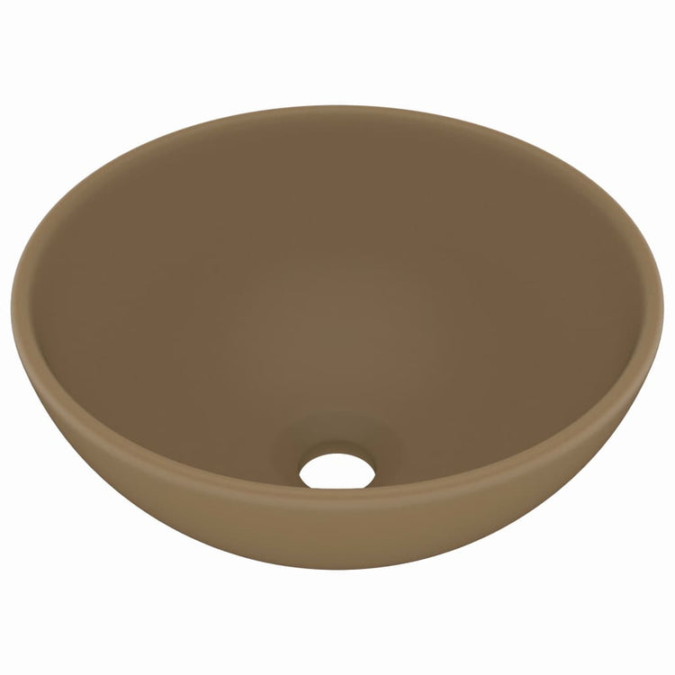 Vidaxl wastafel rond 32,5x14 cm keramiek matcrème
