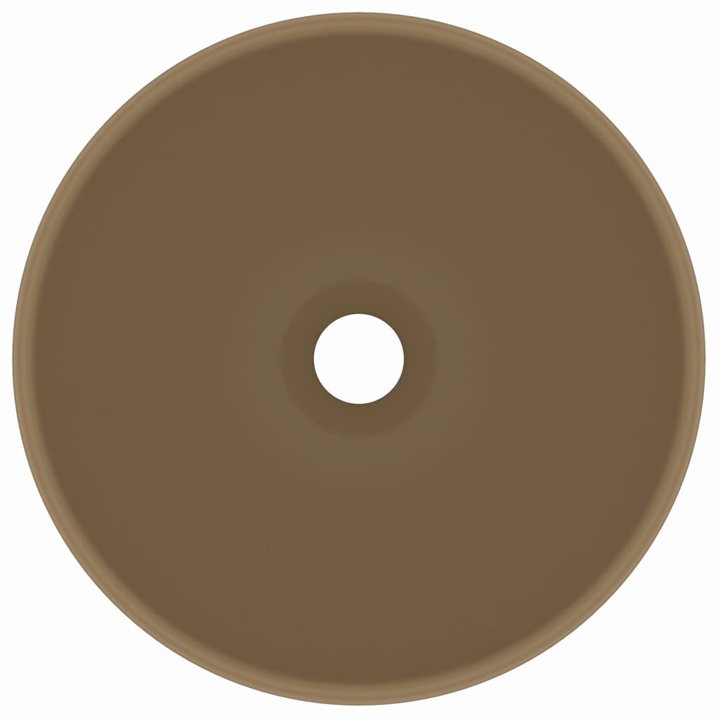 Vidaxl wastafel rond 32,5x14 cm keramiek matcrème