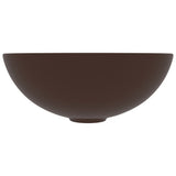 Vidaxl wastafel rond keramiek donkerbruin - afbeelding 3