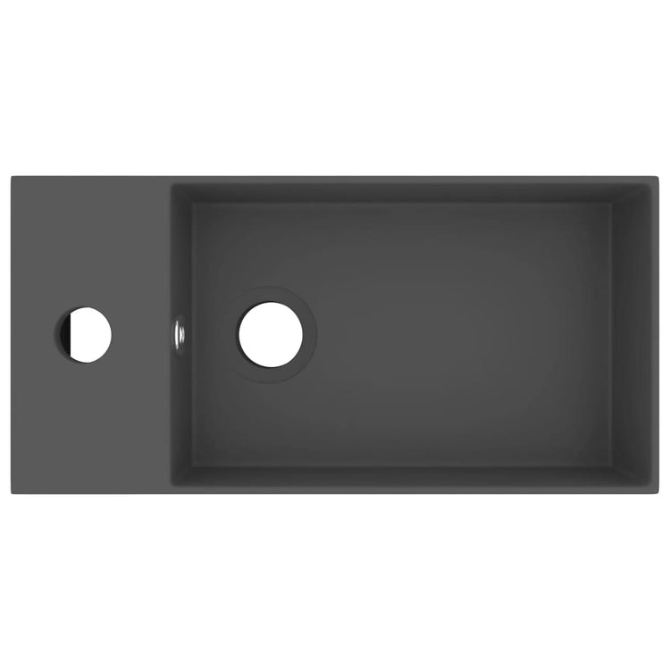 Vidaxl wastafel met overloop keramiek donkergrijs