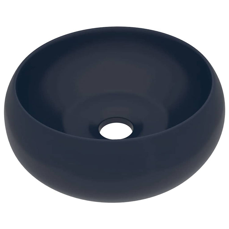 Vidaxl wastafel rond 40x15 cm keramiek mat donkerblauw