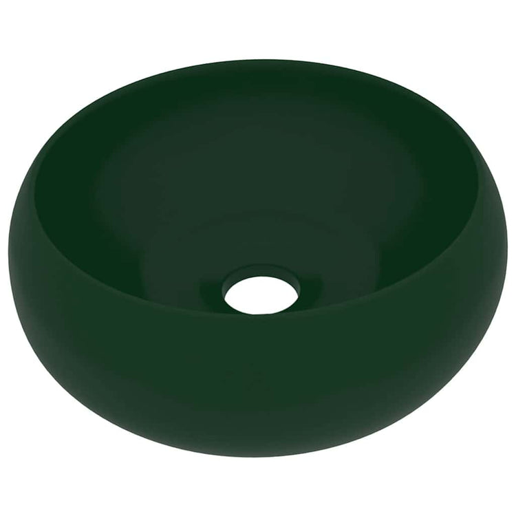 Vidaxl wastafel rond 40x15 cm keramiek mat donkergroen