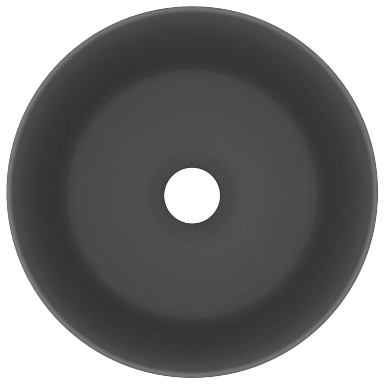 Vidaxl wastafel rond 40x15 cm keramiek mat donkergrijs
