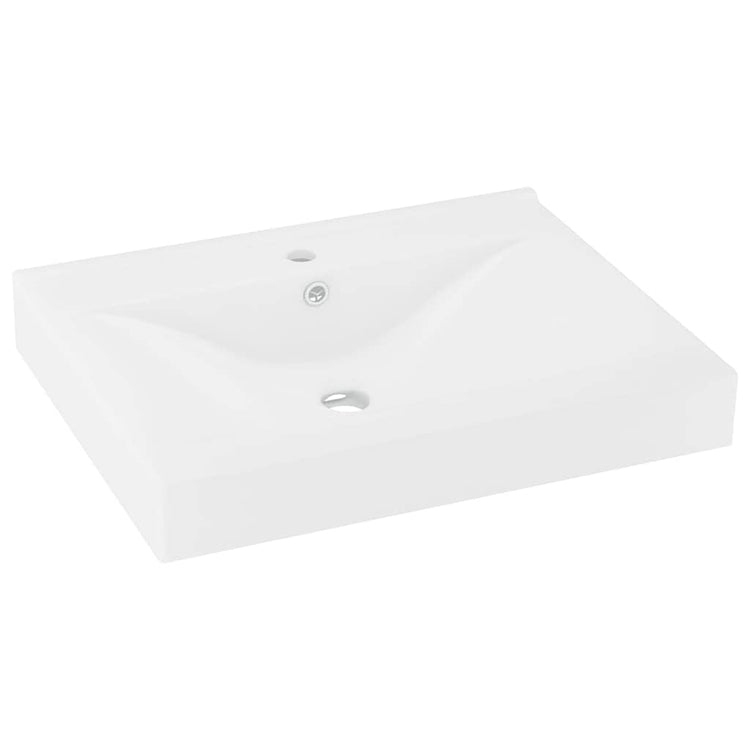 Vidaxl wastafel met kraangat 60x46 cm keramiek matwit