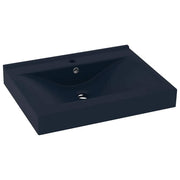 Vidaxl wastafel met kraangat 60x46 cm keramiek mat donkerblauw - afbeelding 2