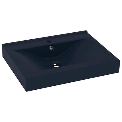 Vidaxl wastafel met kraangat 60x46 cm keramiek mat donkerblauw