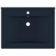 Vidaxl wastafel met kraangat 60x46 cm keramiek mat donkerblauw - afbeelding 3