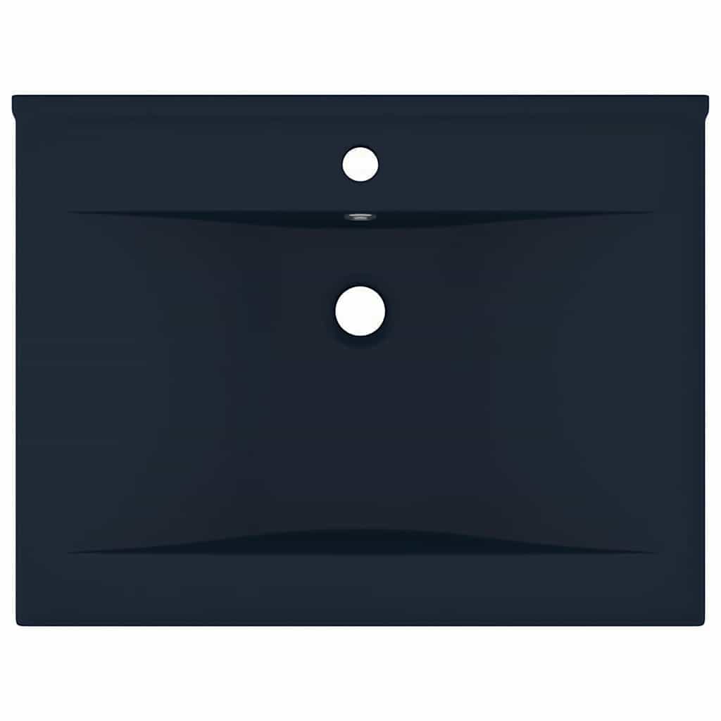 Vidaxl wastafel met kraangat 60x46 cm keramiek mat donkerblauw