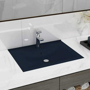 Vidaxl wastafel met kraangat 60x46 cm keramiek mat donkerblauw - afbeelding 1