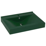 Vidaxl wastafel met kraangat 60x46 cm keramiek mat donkergroen - afbeelding 2
