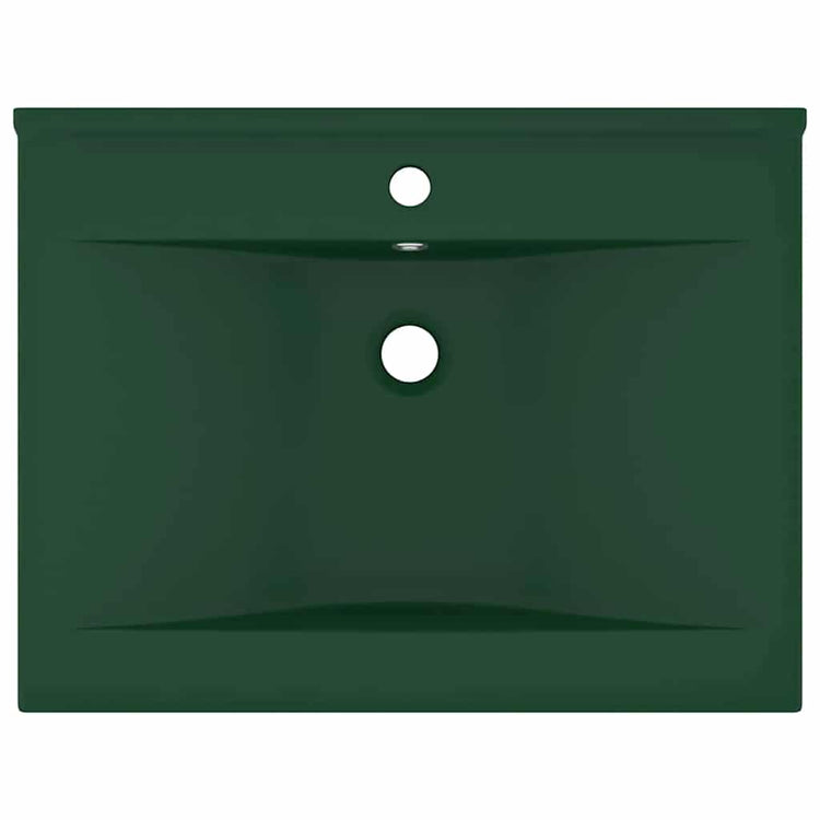 Vidaxl wastafel met kraangat 60x46 cm keramiek mat donkergroen